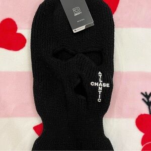 Decky Black Knit Balaclava with White 'Chase Atlantic' Embroidery